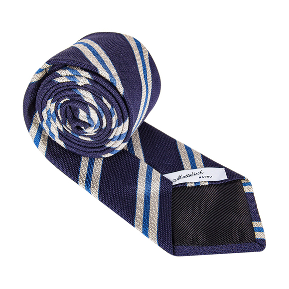 MATTABISH BLUE & GRAY STRIPED TIE | MENS - Picture 3 of 4